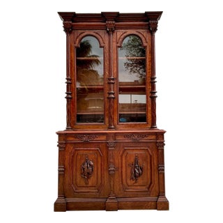 Vintage Boho Black Forest Monumental Carved Cabinet For Sale