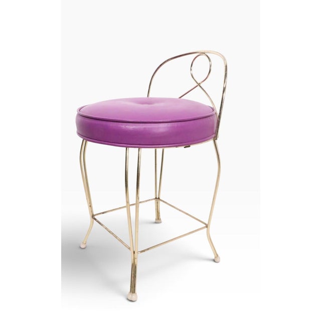 Purple Glamorous Vintage Hollywood Regency Vanity Bench by George Koch & Sons For Sale - Image 8 of 9