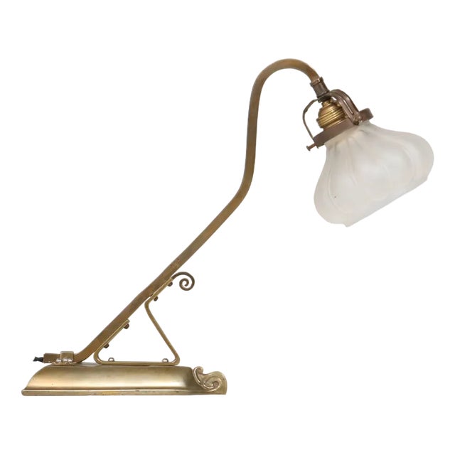 Art Nouveau Patinated Brass Table Lamp, 1900s For Sale