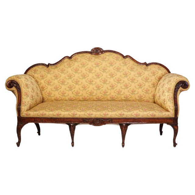 18th Century Italian Walnut Settee For Sale