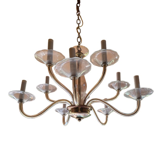 Vintage Mid Century Modern Murano Style Nos Chandelier For Sale