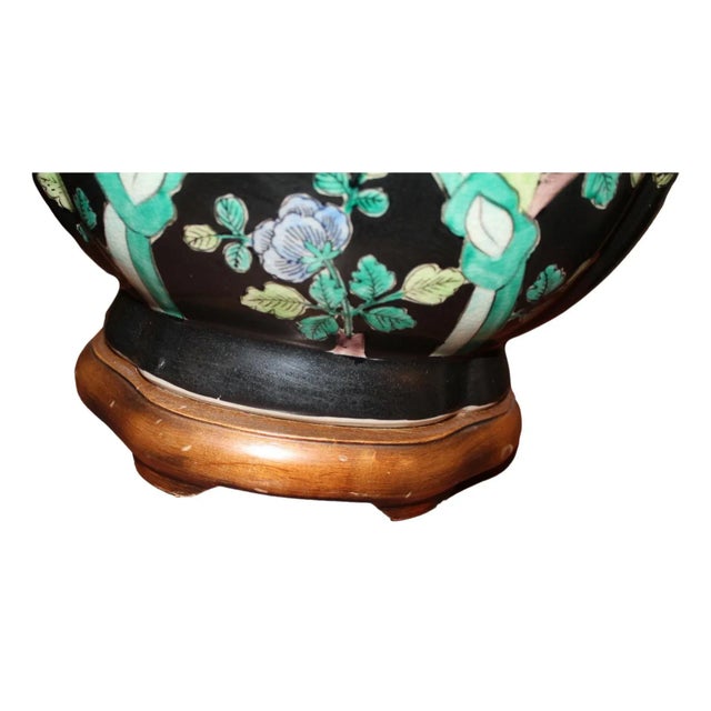 Chinoiserie Cobalt/Noir Porcelain Lamp Pair For Sale - Image 10 of 12
