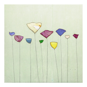 Pale Green Dream I - Minimalist Colorful Floral Still Life Original Artwork by Peter Kuttner