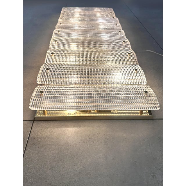 Contemporary Italian Luxury Brass Wall Sconce in Diamanted Murano Glass and Flush Mount For Sale - Image 6 of 7