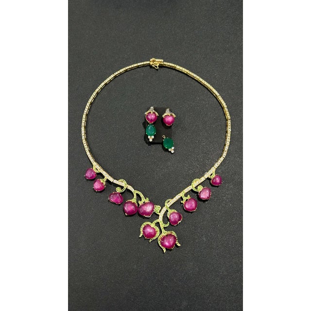 Bochic “Orient” Vintage Ruby & Avnetuirine Earrings Set 18K Gold & Silver Ruby • 18K Gold & Silver • 4 Carats** Can be...