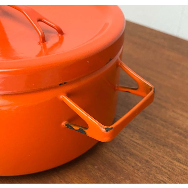 Mid-Century Modern Orange Enamel Pot by Seppo Mallat for Finel, 1960s For Sale - Image 14 of 18