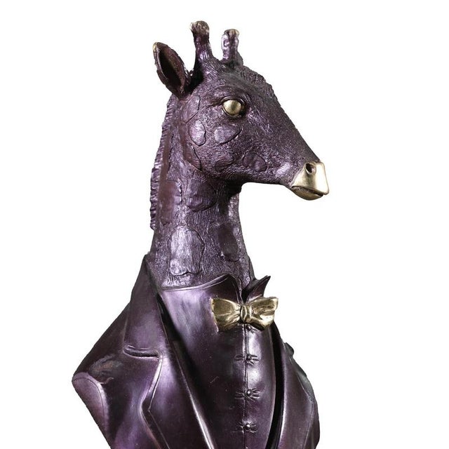 Dimensions: 20 cm wide, 16 cm deep, 56 cm tall; bronze with a purple patina and a white marble base. This reproduction of...