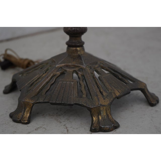 Vintage Art Deco Brass & Alabaster Floor Lamp For Sale - Image 9 of 11