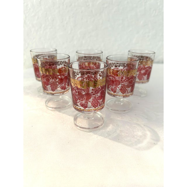 Vintage French Gold-Gilt Fruit Liquor Decanter W/Glasses, 7 PCS For Sale - Image 4 of 4