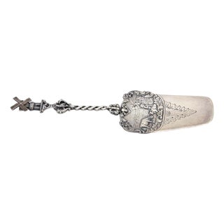 Silver Spatula with Bucolic Scene Reliefs For Sale