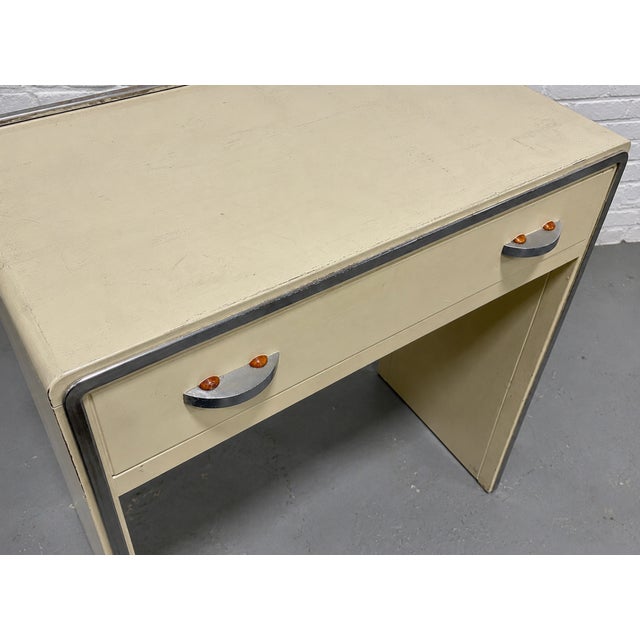 Metal Mid Century + Art Deco Metal Desk / Console by Simmons Furniture Co., C. 1950s For Sale - Image 7 of 13