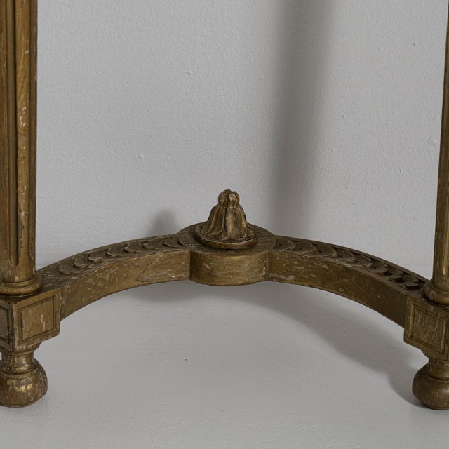 Early 20th Century French Gold Louis XVI Giltwood Console Table with Marble Top For Sale - Image 11 of 14