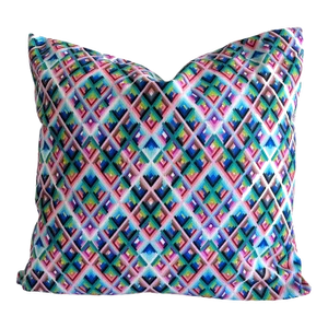 Contemporary 21 X 21 Colorful Diamond Optical Flamestitch Pillow Cover