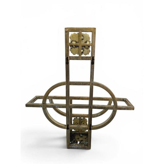 Art Nouveau Gilt Brass Wall-Mounted Magazine Rack, 1910 For Sale - Image 12 of 13