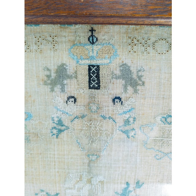 19th Century English Folk Art Americana Needlework Family Tree From 1820 For Sale - Image 9 of 12