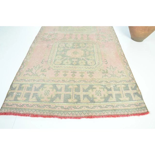 Minimalist Pale Wool Neutral Floral Runner Rug | Chairish