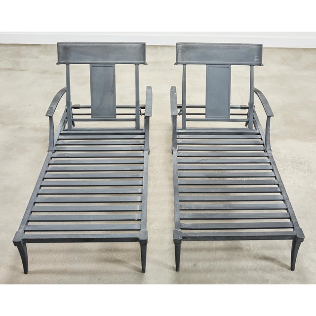 Late 20th Century Pair of Neoclassical Greco-Roman Style Klismos Chaise Lounges For Sale - Image 5 of 18