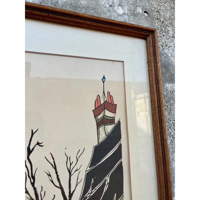 "City Street" Lithography, Framed, Pencil Signed by the Artist. Circa 1970s For Sale - Image 13 of 18