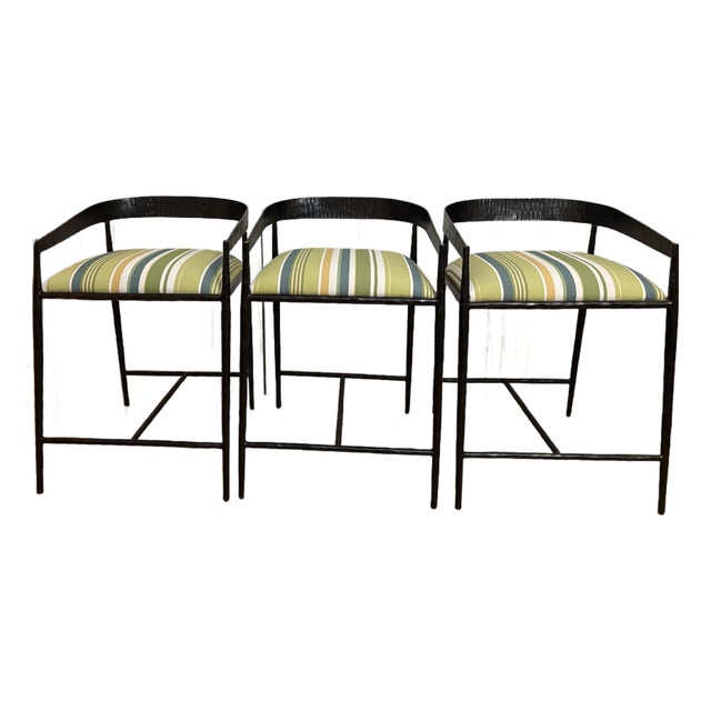 Custom Iron Counter Stools — Set of 3 For Sale
