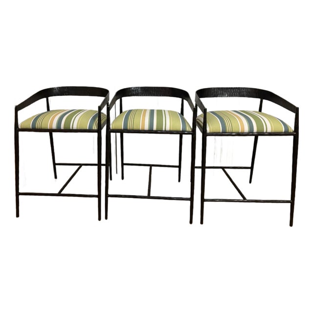 Custom Iron Stools — Set of 3 For Sale