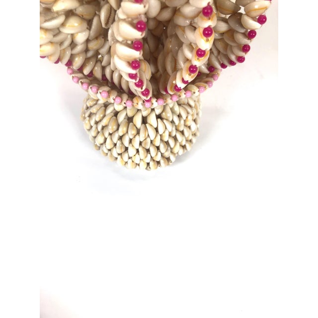 Modern Vintage Ruffled Cowrie Puka Sea Shell Vase | Trompe L’oeil For Sale - Image 3 of 3