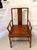 Unusual antique hardwood Chinese armchair having a delightful design with a shaped centre splat to the back and elegant...