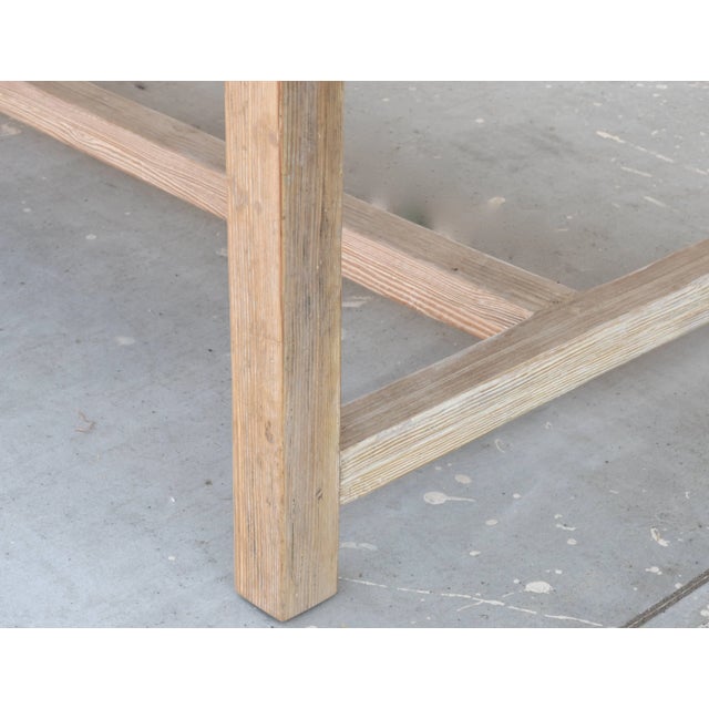 Brown Large Custom Farm Table in Heart Pine, Built to Order by Petersen Antiques For Sale - Image 8 of 11