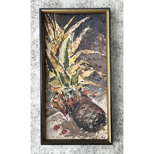 Vintage MCM Original Abstract Oil on Board For Sale In West Palm - Image 6 of 12
