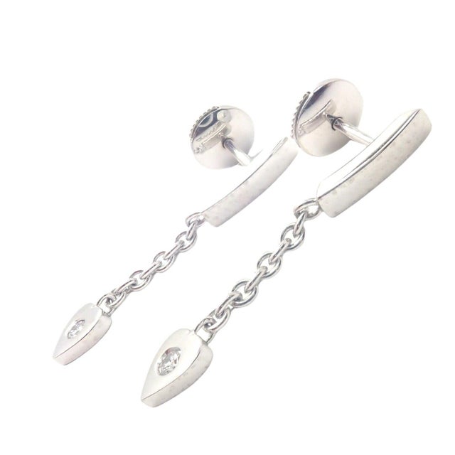 Metal Cartier 18k White Gold Diamond Mon Amour Dangle Heart Earrings, Pair For Sale - Image 7 of 9