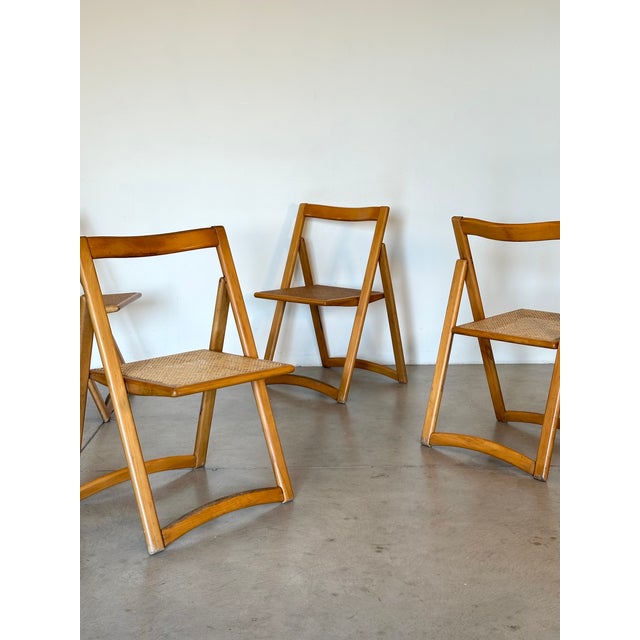 Vintage Folding Chairs in Ash and Vienna Straw, 1970s, Set of 4 For Sale - Image 4 of 18