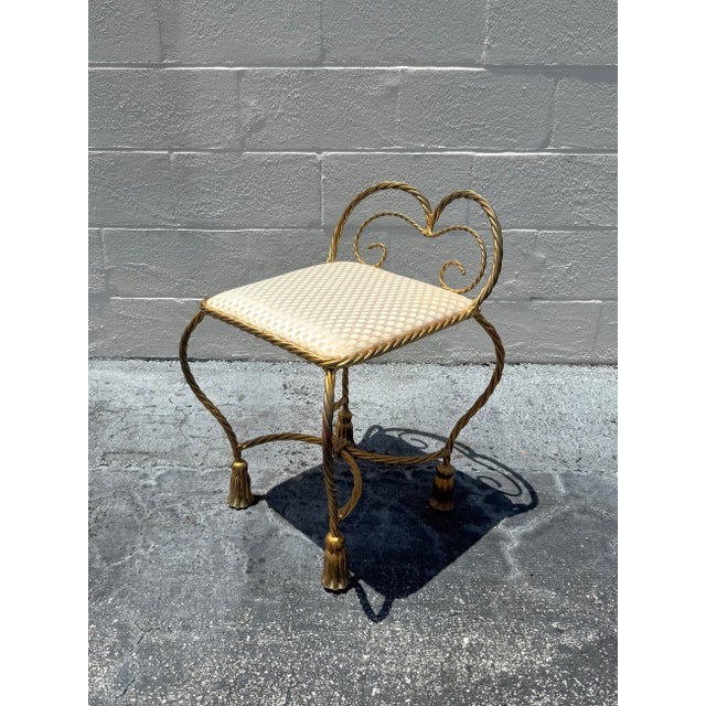 Mid 20th Century Vintage Regency Vanity Stool For Sale - Image 5 of 7