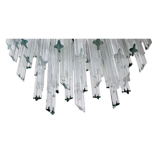 Metal Camer Mid-Century Modern Murano Chandelier Glass Prisms Light Fixture For Sale - Image 7 of 9