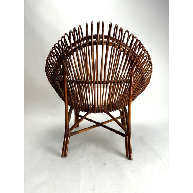Brown Mid-Century Italian Bamboo Shell Armchair, 1950s For Sale - Image 8 of 10