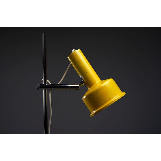 Postmodern Postmodern Bright Yellow and Chrome Adjustable Hat Floor Lamp, 1970s For Sale - Image 3 of 8