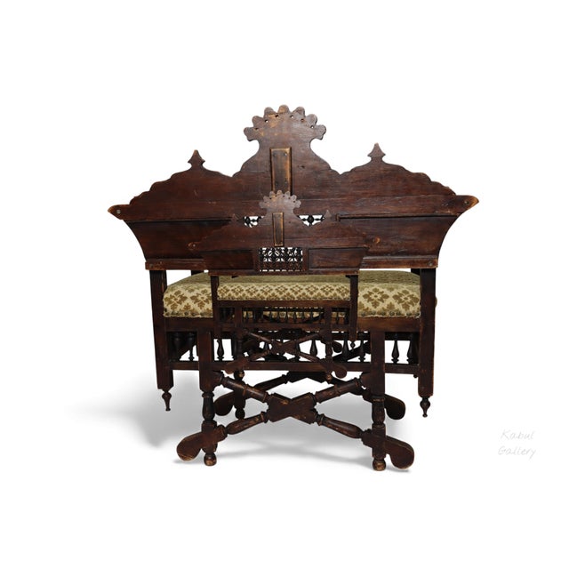 Wood Vintage Moorish Bench Chair, 1920s For Sale - Image 7 of 18