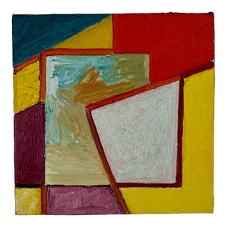 Clark Murray Rare 1980's Original Abstract O/C Painting, in Tones of Yellow & Red For Sale