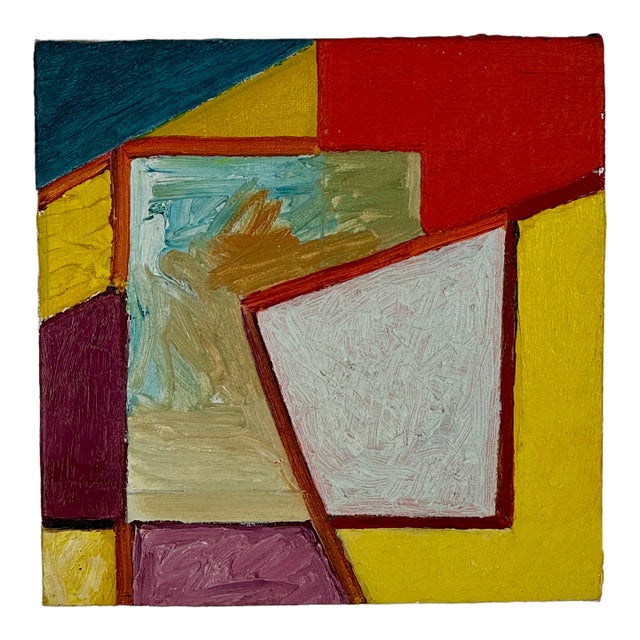 Clark Murray Rare 1980's Original Abstract O/C Painting, in Tones of Yellow & Red For Sale