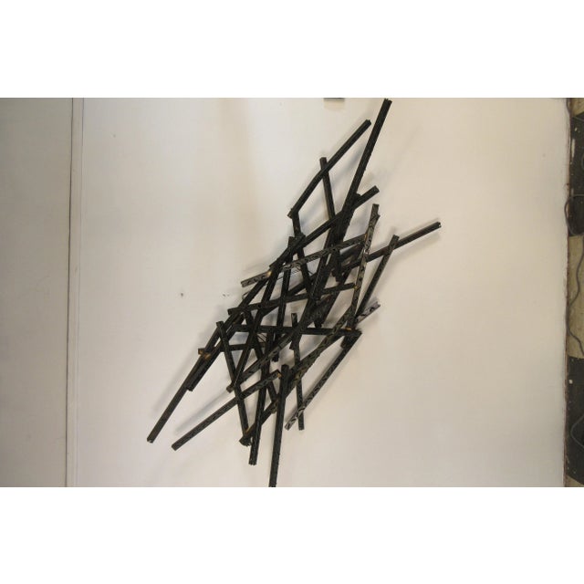 1970s industrial metal wall sculpture.