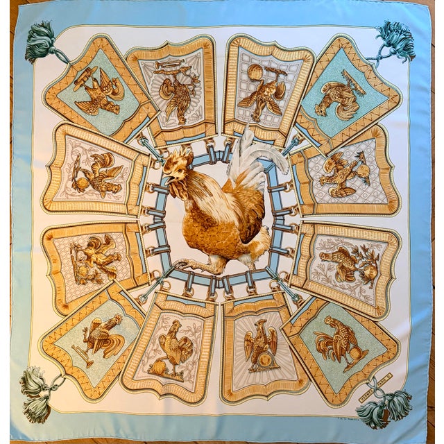 Hermes Les Coqs D’or Silk Scarf 1960 Designed by Françoise De La Perriere For Sale - Image 10 of 12