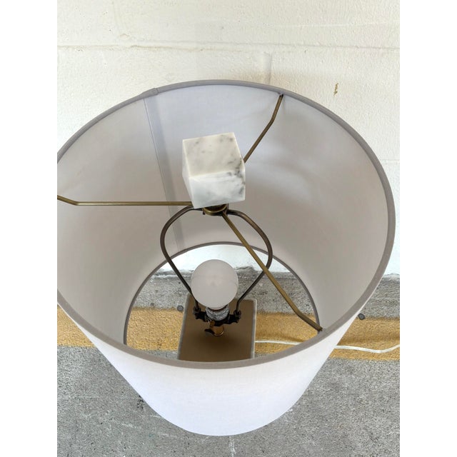 Touchstone Lamp White Marble & Brass For Sale - Image 4 of 5