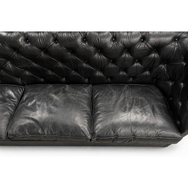1980s Vintage Chesterfield Black Leather Sofa, 1980s For Sale - Image 5 of 11