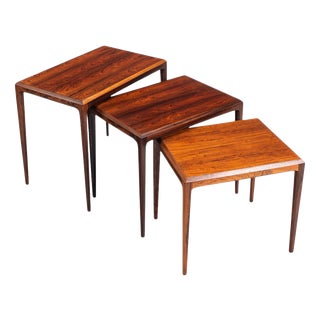 Nesting Tables in Santos Rosewood by Johannes Andersen for CFC Silkeborg, Denmark, 1960, Set of 3 For Sale