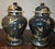 Pair of Mirror Black Chinese Ginger Jars with Landscapes and Birds Motifs 10"x10"x18"
