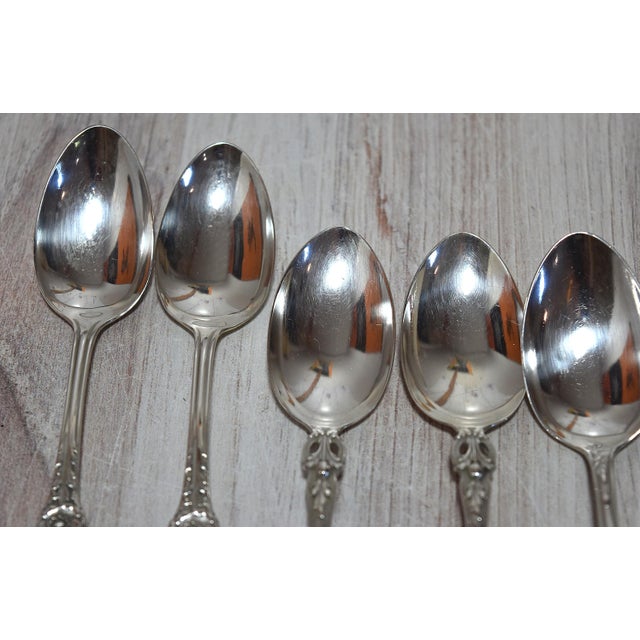 Antique Collection of 8 Floral Sterling Silver Teaspoons Tea Party For Sale - Image 10 of 17