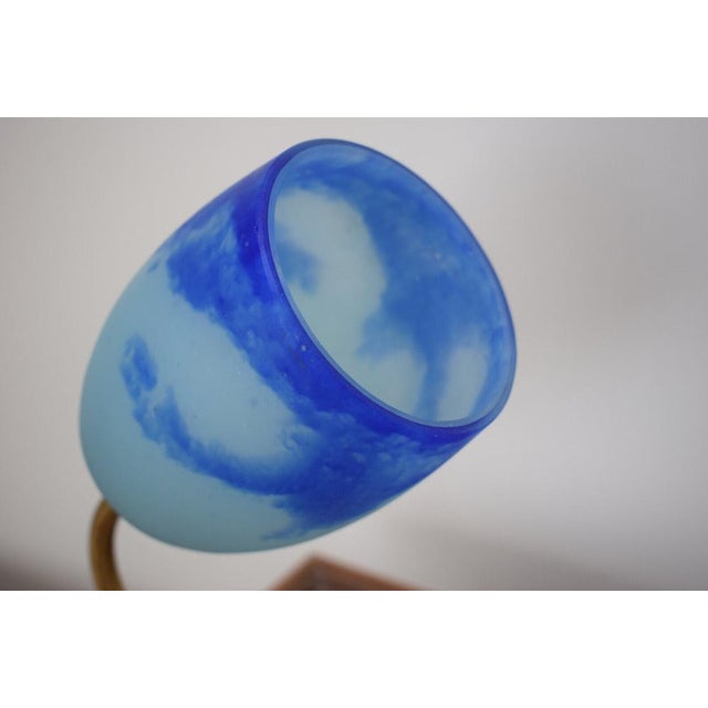 Art Deco Wall Sconce in Gilt Bronze and Blue Glass Paste, 1930s For Sale - Image 6 of 11