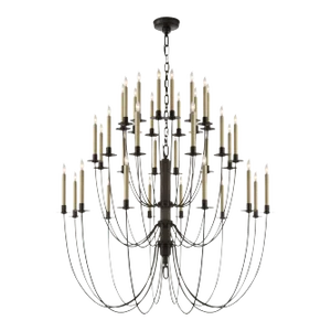 Thomas O'Brien for Visual Comfort Signature Erika Three-Tier Chandelier in Aged Iron
