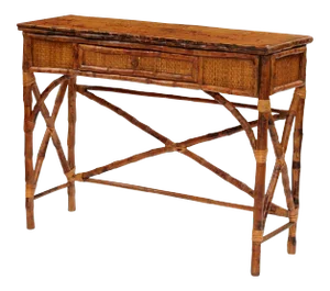 English Console Table, Brown, Rattan
