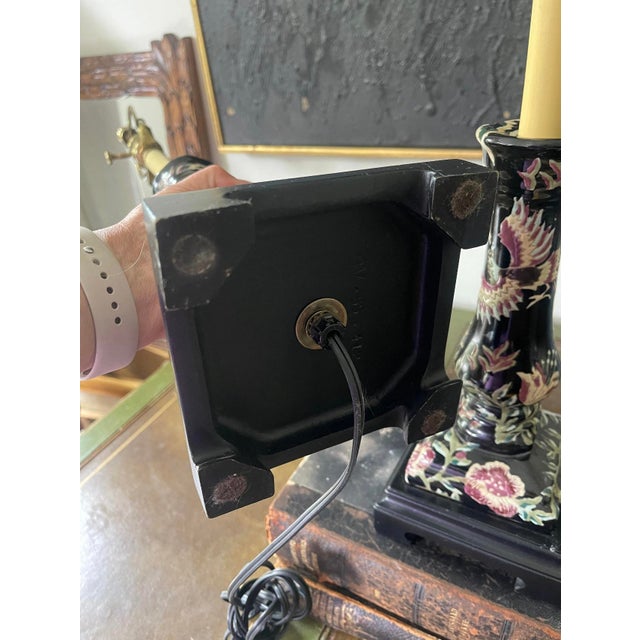 Early 20th Century Pair of Vintage Bradburn Gallery Black Chinoiserie Buffet Lamps For Sale - Image 10 of 10