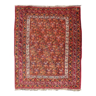 Fine Persian Antique Afshar Rug in Orange and Copper Background & Multi Colors 4'2 X 5'2 For Sale