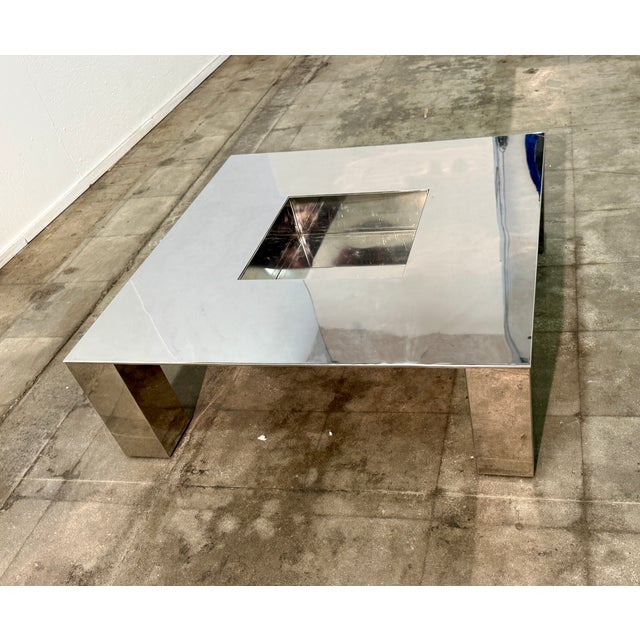 Italian Mid-Century Modern Polished Steel Coffee Table, 1970s For Sale In Los Angeles - Image 6 of 7